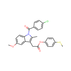 COc1ccc2c(c1)c(CC(=O)Oc1ccc(SC)cc1)c(C)n2C(=O)c1ccc(Cl)cc1 ZINC000014979646