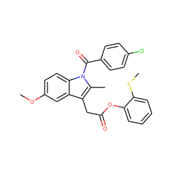 COc1ccc2c(c1)c(CC(=O)Oc1ccccc1SC)c(C)n2C(=O)c1ccc(Cl)cc1 ZINC000014979649