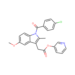 COc1ccc2c(c1)c(CC(=O)Oc1cccnc1)c(C)n2C(=O)c1ccc(Cl)cc1 ZINC000014979654