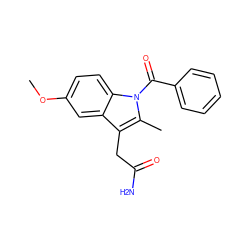 COc1ccc2c(c1)c(CC(N)=O)c(C)n2C(=O)c1ccccc1 ZINC000013446061