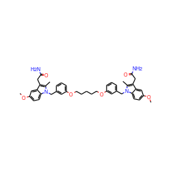 COc1ccc2c(c1)c(CC(N)=O)c(C)n2Cc1cccc(OCCCCCOc2cccc(Cn3c(C)c(CC(N)=O)c4cc(OC)ccc43)c2)c1 ZINC000049898616