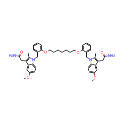 COc1ccc2c(c1)c(CC(N)=O)c(C)n2Cc1ccccc1OCCCCCCCOc1ccccc1Cn1c(C)c(CC(N)=O)c2cc(OC)ccc21 ZINC000049823041