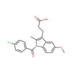 COc1ccc2c(c1)c(CCC(=O)O)c(C)n2C(=O)c1ccc(Cl)cc1 ZINC000028122405