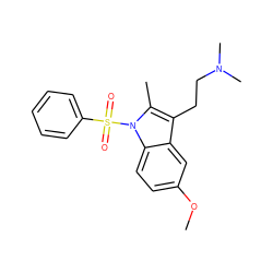 COc1ccc2c(c1)c(CCN(C)C)c(C)n2S(=O)(=O)c1ccccc1 ZINC000013864766