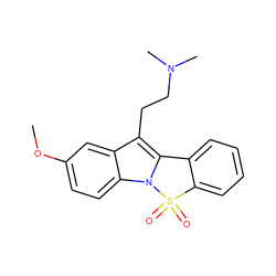 COc1ccc2c(c1)c(CCN(C)C)c1n2S(=O)(=O)c2ccccc2-1 ZINC000038895000