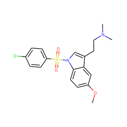 COc1ccc2c(c1)c(CCN(C)C)cn2S(=O)(=O)c1ccc(Cl)cc1 ZINC000013864749