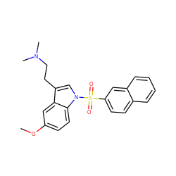 COc1ccc2c(c1)c(CCN(C)C)cn2S(=O)(=O)c1ccc2ccccc2c1 ZINC000013864752