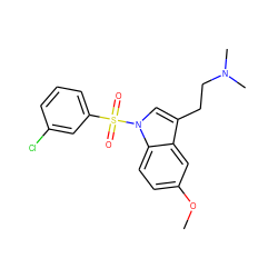 COc1ccc2c(c1)c(CCN(C)C)cn2S(=O)(=O)c1cccc(Cl)c1 ZINC000013864748