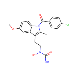 COc1ccc2c(c1)c(CCN(O)C(N)=O)c(C)n2C(=O)c1ccc(Cl)cc1 ZINC000000600206