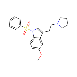 COc1ccc2c(c1)c(CCN1CCCC1)cn2S(=O)(=O)c1ccccc1 ZINC000013864755