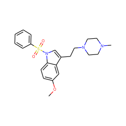 COc1ccc2c(c1)c(CCN1CCN(C)CC1)cn2S(=O)(=O)c1ccccc1 ZINC000022941941