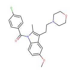 COc1ccc2c(c1)c(CCN1CCOCC1)c(C)n2C(=O)c1ccc(Cl)cc1 ZINC000026377707