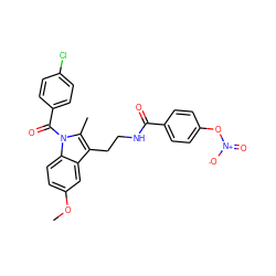 COc1ccc2c(c1)c(CCNC(=O)c1ccc(O[N+](=O)[O-])cc1)c(C)n2C(=O)c1ccc(Cl)cc1 ZINC000028862921