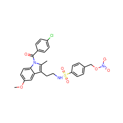 COc1ccc2c(c1)c(CCNS(=O)(=O)c1ccc(CO[N+](=O)[O-])cc1)c(C)n2C(=O)c1ccc(Cl)cc1 ZINC000028862924