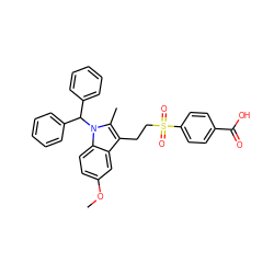 COc1ccc2c(c1)c(CCS(=O)(=O)c1ccc(C(=O)O)cc1)c(C)n2C(c1ccccc1)c1ccccc1 ZINC000028566994