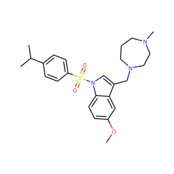 COc1ccc2c(c1)c(CN1CCCN(C)CC1)cn2S(=O)(=O)c1ccc(C(C)C)cc1 ZINC001772582648