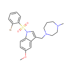 COc1ccc2c(c1)c(CN1CCCN(C)CC1)cn2S(=O)(=O)c1ccccc1Br ZINC001772600113