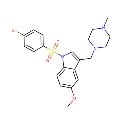 COc1ccc2c(c1)c(CN1CCN(C)CC1)cn2S(=O)(=O)c1ccc(Br)cc1 ZINC000038748978