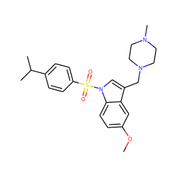 COc1ccc2c(c1)c(CN1CCN(C)CC1)cn2S(=O)(=O)c1ccc(C(C)C)cc1 ZINC000038733042