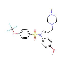 COc1ccc2c(c1)c(CN1CCN(C)CC1)cn2S(=O)(=O)c1ccc(OC(F)(F)F)cc1 ZINC001772573688