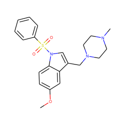 COc1ccc2c(c1)c(CN1CCN(C)CC1)cn2S(=O)(=O)c1ccccc1 ZINC000034104571