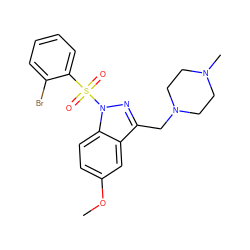 COc1ccc2c(c1)c(CN1CCN(C)CC1)nn2S(=O)(=O)c1ccccc1Br ZINC001772590297