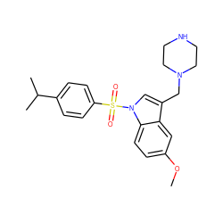 COc1ccc2c(c1)c(CN1CCNCC1)cn2S(=O)(=O)c1ccc(C(C)C)cc1 ZINC001772610954