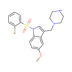 COc1ccc2c(c1)c(CN1CCNCC1)cn2S(=O)(=O)c1ccccc1Br ZINC001772592963