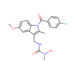 COc1ccc2c(c1)c(CNC(=O)N(C)O)c(C)n2C(=O)c1ccc(Cl)cc1 ZINC000000604146