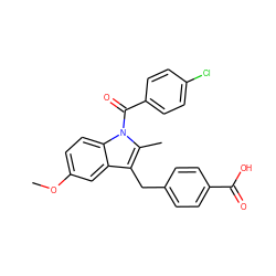 COc1ccc2c(c1)c(Cc1ccc(C(=O)O)cc1)c(C)n2C(=O)c1ccc(Cl)cc1 ZINC000028131246