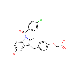 COc1ccc2c(c1)c(Cc1ccc(OCC(=O)O)cc1)c(C)n2C(=O)c1ccc(Cl)cc1 ZINC000028130096