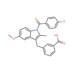 COc1ccc2c(c1)c(Cc1cccc(C(=O)O)c1)c(C)n2C(=O)c1ccc(Cl)cc1 ZINC000028134141