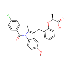 COc1ccc2c(c1)c(Cc1ccccc1O[C@@H](C)C(=O)O)c(C)n2C(=O)c1ccc(Cl)cc1 ZINC000028133741