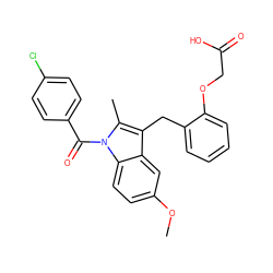 COc1ccc2c(c1)c(Cc1ccccc1OCC(=O)O)c(C)n2C(=O)c1ccc(Cl)cc1 ZINC000000593907