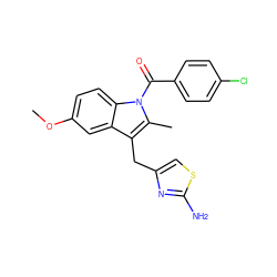 COc1ccc2c(c1)c(Cc1csc(N)n1)c(C)n2C(=O)c1ccc(Cl)cc1 ZINC000028760666