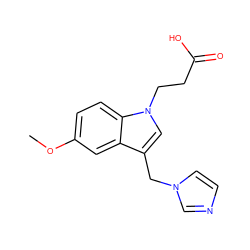 COc1ccc2c(c1)c(Cn1ccnc1)cn2CCC(=O)O ZINC000027085856