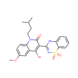 COc1ccc2c(c1)c(O)c(C1=NS(=O)(=O)c3ccccc3N1)c(=O)n2CCC(C)C ZINC000101077577