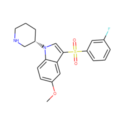 COc1ccc2c(c1)c(S(=O)(=O)c1cccc(F)c1)cn2[C@H]1CCCNC1 ZINC000003937726