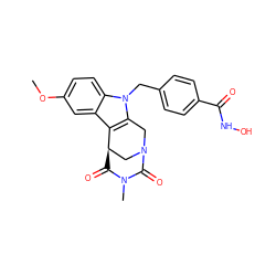 COc1ccc2c(c1)c1c(n2Cc2ccc(C(=O)NO)cc2)CN2C[C@H]1C(=O)N(C)C2=O ZINC001772636875