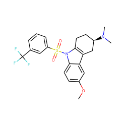 COc1ccc2c(c1)c1c(n2S(=O)(=O)c2cccc(C(F)(F)F)c2)CC[C@@H](N(C)C)C1 ZINC000060325919