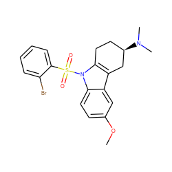 COc1ccc2c(c1)c1c(n2S(=O)(=O)c2ccccc2Br)CC[C@@H](N(C)C)C1 ZINC000095557121