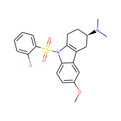 COc1ccc2c(c1)c1c(n2S(=O)(=O)c2ccccc2Cl)CC[C@@H](N(C)C)C1 ZINC000095552425