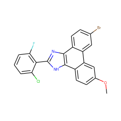 COc1ccc2c(c1)c1cc(Br)ccc1c1nc(-c3c(F)cccc3Cl)[nH]c21 ZINC000045254014