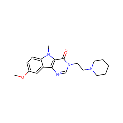 COc1ccc2c(c1)c1ncn(CCN3CCCCC3)c(=O)c1n2C ZINC000002331153