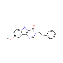 COc1ccc2c(c1)c1ncn(CCc3ccccc3)c(=O)c1n2C ZINC000002431957