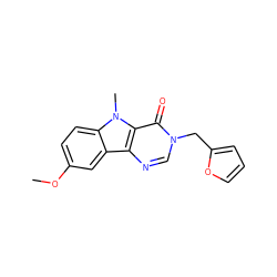 COc1ccc2c(c1)c1ncn(Cc3ccco3)c(=O)c1n2C ZINC000002438300