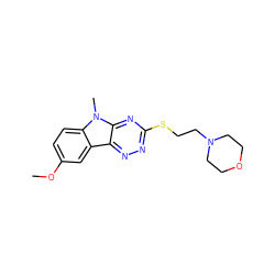 COc1ccc2c(c1)c1nnc(SCCN3CCOCC3)nc1n2C ZINC000020622043