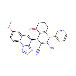 COc1ccc2c(c1)cc([C@@H]1C(C#N)=C(N)N(c3cccnc3)C3=C1C(=O)CCC3)c1nnnn12 ZINC000299827502