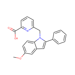 COc1ccc2c(c1)cc(-c1ccccc1)n2Cc1cccc(C(=O)O)n1 ZINC000068267997