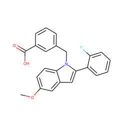 COc1ccc2c(c1)cc(-c1ccccc1F)n2Cc1cccc(C(=O)O)c1 ZINC000169701317